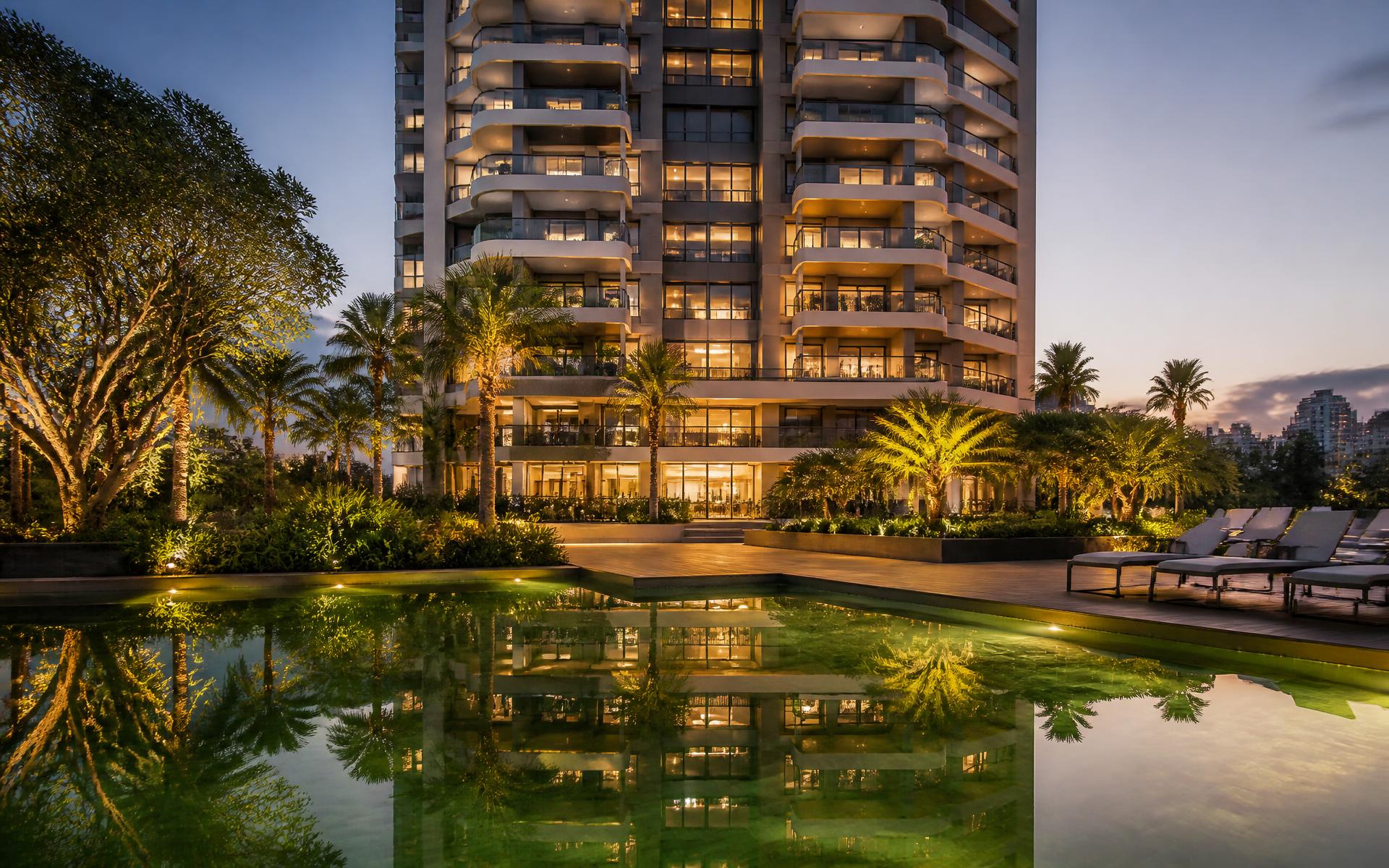 Torre residencial de alto padrão em Londrina ao entardecer